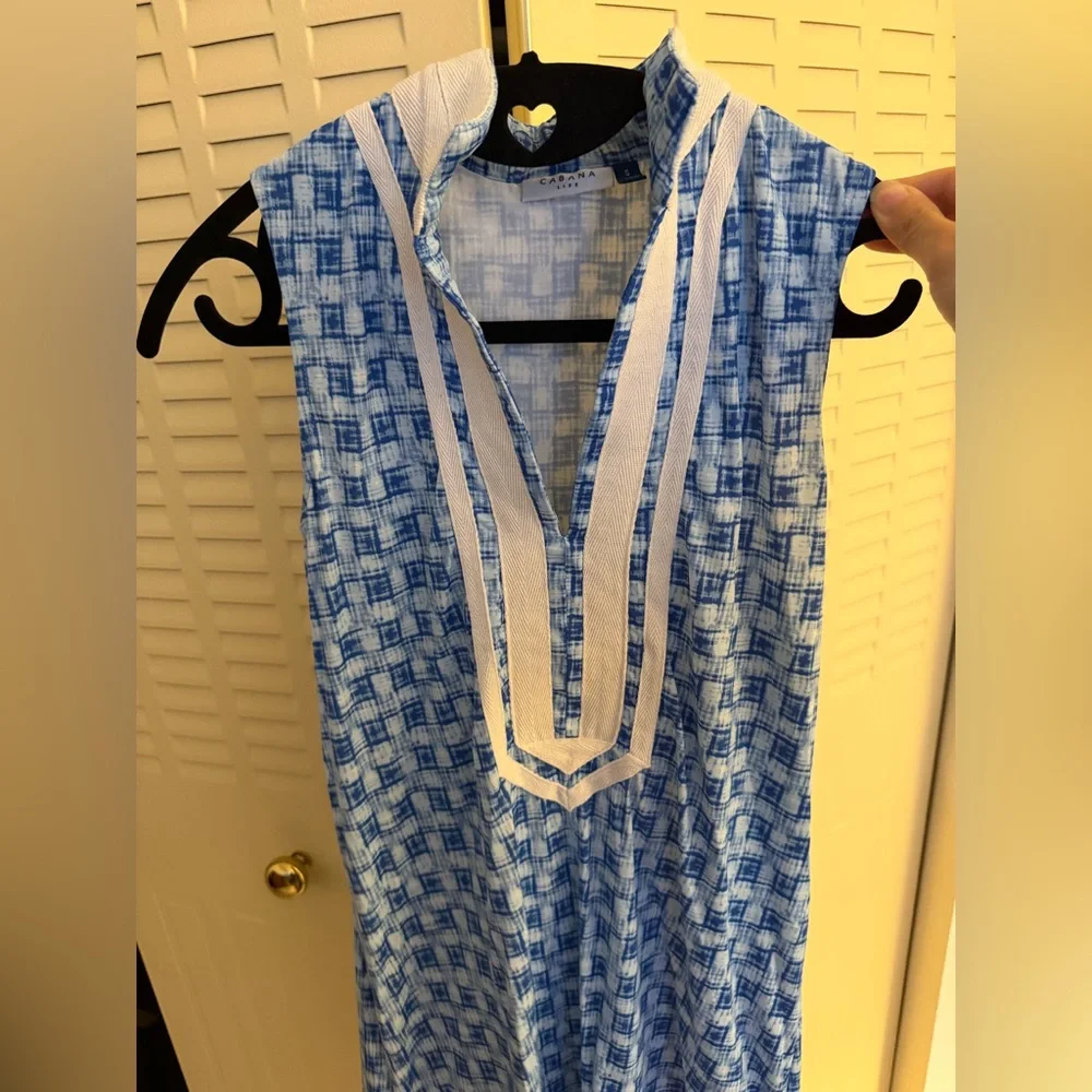 Cabana Life Blue White Sleeveless Dress Size S Resort Beach - Picture 5 of 7